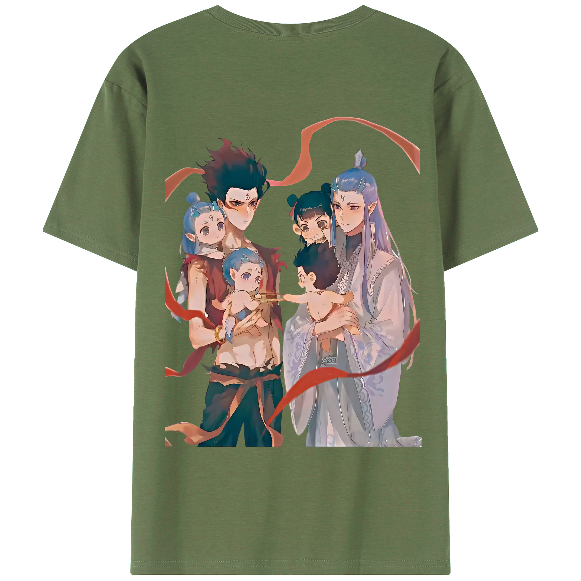 （画像用） Ne Zha 2 ナタ 魔童の大暴れ 綿100％ メンズ半袖Tシャツ（バックプリント） 通気性